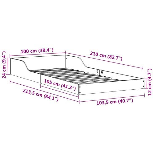 Рамка за легло Кафяво 100 x 210 cm Солидно борово дърво