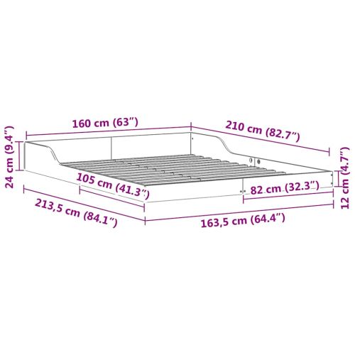Рамка за легло Бяло 160 x 210 cm Солидно борово дърво