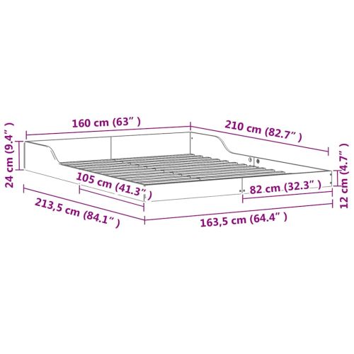 Рамка за легло Кафяво с восъчно покритие 160 x 210 cm
