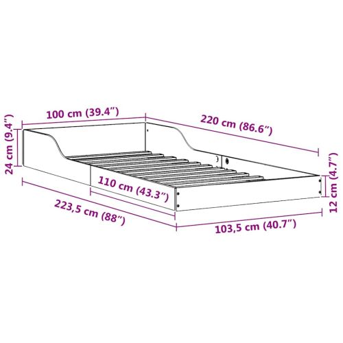 Рамка за легло Кафяво 100 x 220 cm Солидно борово дърво