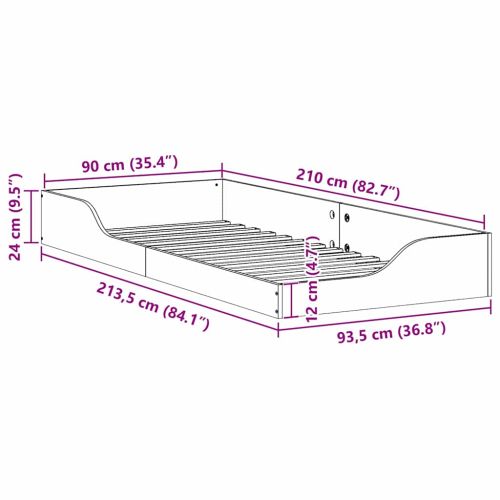Рамка за легло Бяло 90 x 210 cm Солидно борово дърво