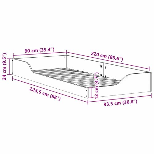 Рамка за легло Кафяво с восъчно покритие 90 x 220 cm