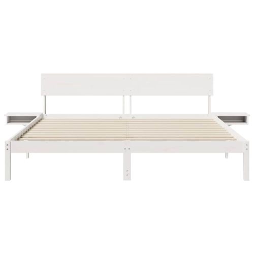 Рамка за легло с таблото Бяло 180 x 200 cm Солидно борово дърво