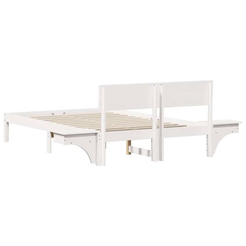 Рамка за легло с таблото Бяло 140 x 190 cm Солидно борово дърво