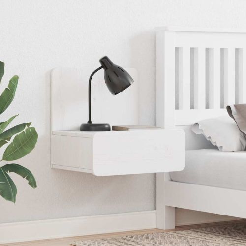 Нощно шкафче 2 pcs Бяло 44 x 32,5 x 40 см Борово дърво масив