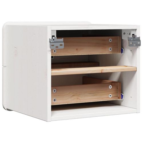 Нощно шкафче 2 pcs Бяло 39 x 34 x 33 см Масивно дърво бор
