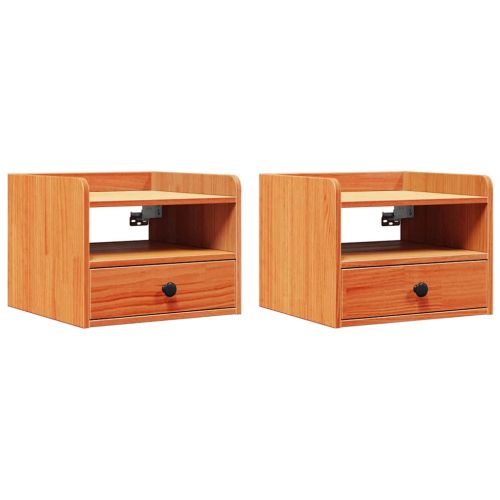Нощно шкафче 2 pcs Кафяво с восъчно покритие 38 x 36 x 29,5 см