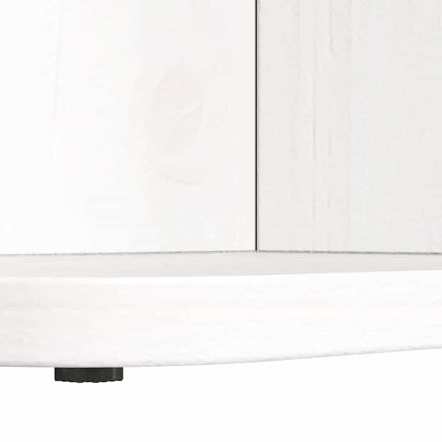 Масичка за кафе Бяло 80 x 39,5 x 33,5 см Борово дърво масив