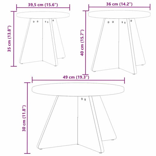 Масичка за кафе 3 pcs Кафяво с восъчно покритие