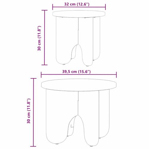 Масичка за кафе 2 pcs Естествен Масивна борова дървесина