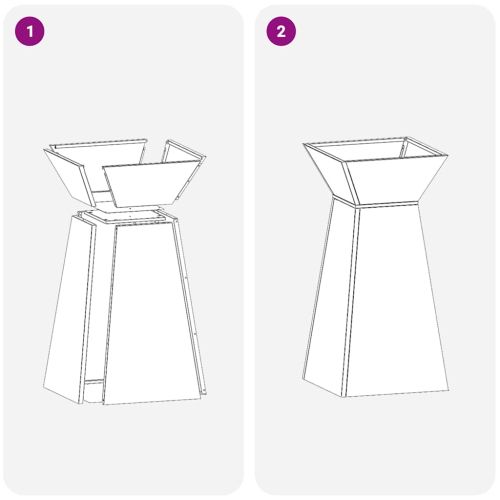 Саксия с колона 2 pcs Черно 35 x 35 x 73 см