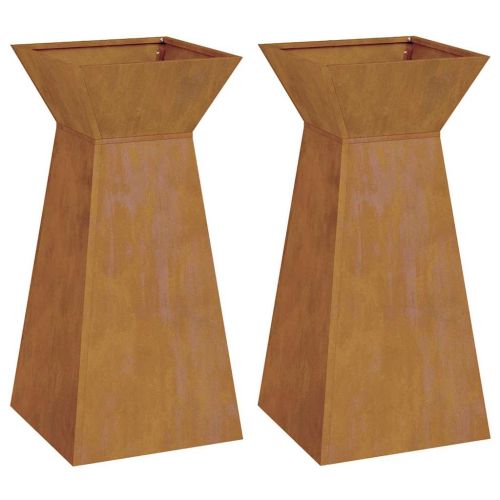 Саксия с колона 2 pcs Сребрист 35 x 35 x 73 см
