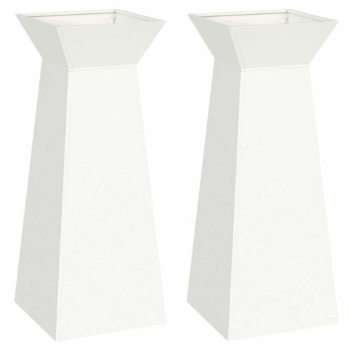 Саксия с колона 2 pcs Бяло 40 x 40 x 100 cm