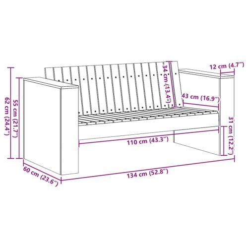 Градински диван Зелен 134 x 60 x 62 cm Солидно борово дърво