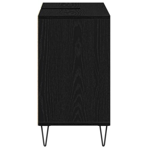 Шкаф за баня с рафт Черно 80 x 33 x 60 см Инженерно дърво