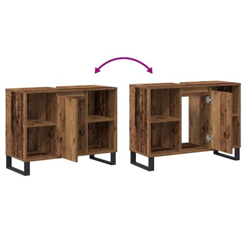 Шкаф за баня с рафт Старо дърво 80 x 33 x 60 см Инженерно дърво