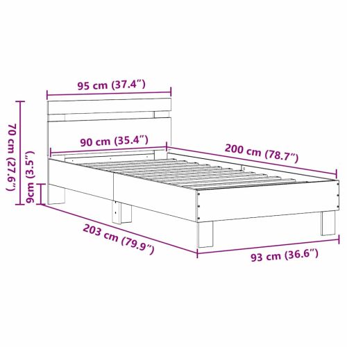 Рамка за легло Черния дъб 203 x 95 x 70 см Инженерно дърво