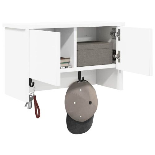 Стенен закачалка за палта Бяло 50 x 20 x 30 см Инженерно дърво