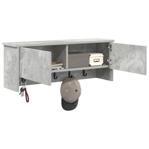 Стенен закачалка за палта с рафт Циментено сиво 80 x 20 x 30 cm