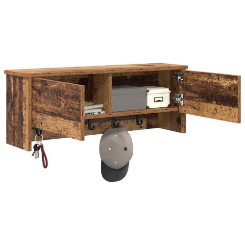 Стенен закачалка за палта с рафт Старо дърво 80 x 20 x 30 cm