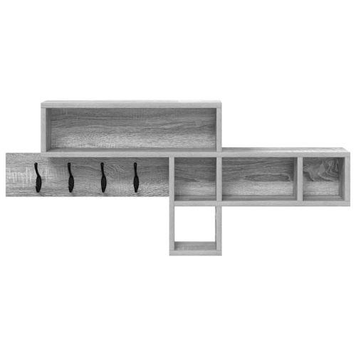 Стенен закачалка за палта с рафт Сив Сонома 100 x 12 x 43,5 см