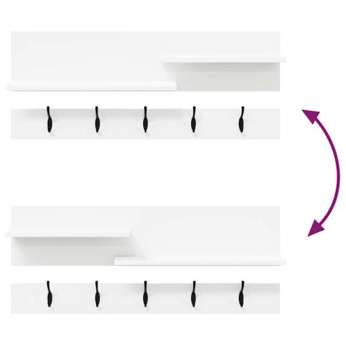 Стенен закачалка за палта Бяло 90 x 15 x 36 см Инженерно дърво