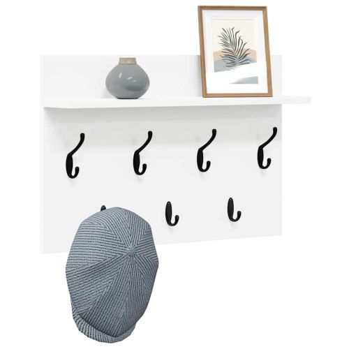 Стенен закачалка за палта Бяло 60 x 40 x 12 cm Инженерно дърво