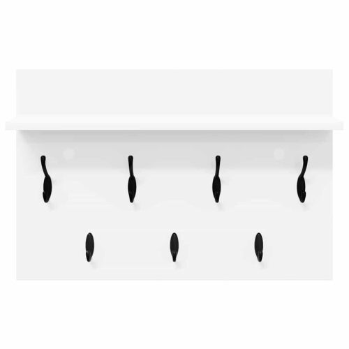 Стенен закачалка за палта Бяло 60 x 40 x 12 cm Инженерно дърво