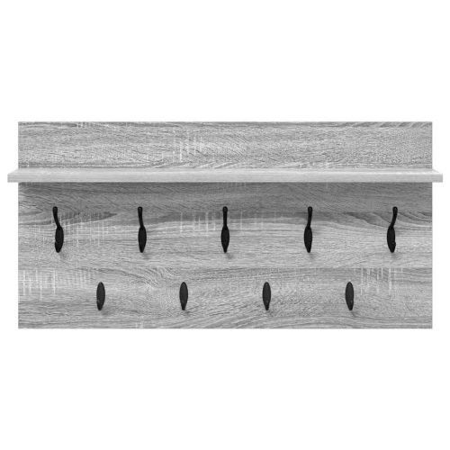 Стенен закачалка за палта с рафт Сив Сонома 80 x 40 x 12 cm