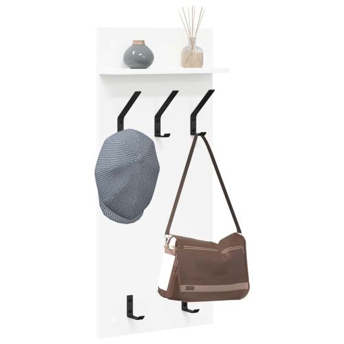 Стенен закачалка за палта Бяло 40 x 10 x 90 см Инженерно дърво