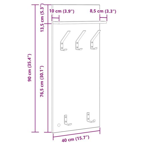 Стенен закачалка за палта с рафт Черния дъб 40 x 10 x 90 см