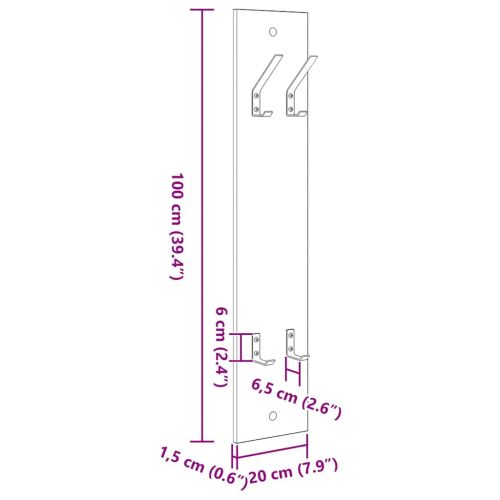 Стенен закачалка за палта Бетонно сиво 20 x 1.5 x 100 см