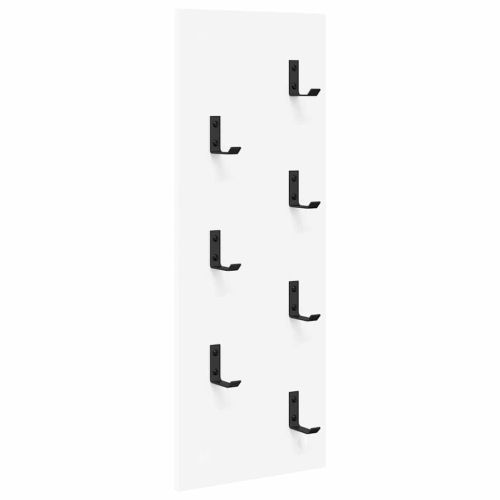 Стенен закачалка за палта Бяло 30 x 1,5 x 80 см Инженерно дърво