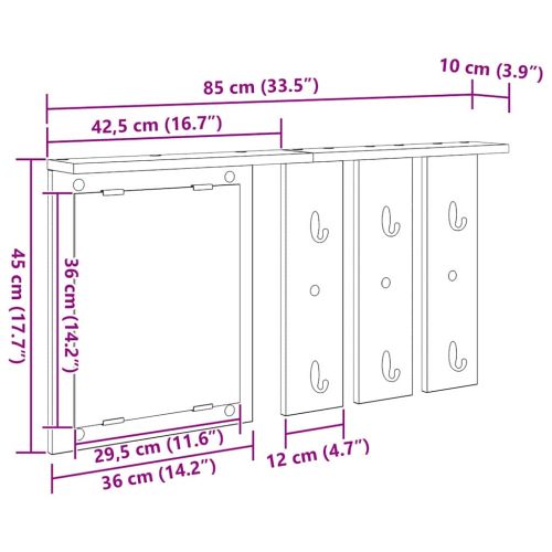 Стенен закачалка за палта с рафт Черен дъб 85 x 10 x 45 см