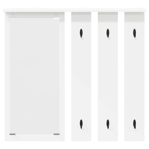 Стенен закачалка за палта Бяло 84 x 10 x 80 см Инженерно дърво