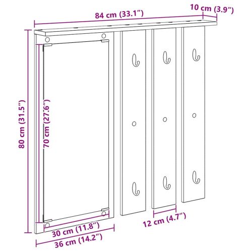 Стенен закачалка за палта с рафт Бетонно сиво 84 x 10 x 80 см