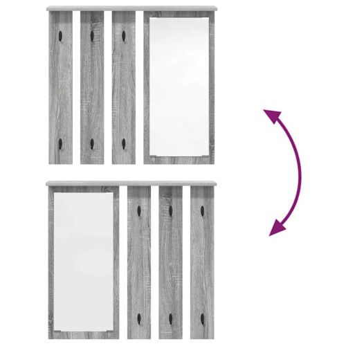 Стенен закачалка за палта с рафт Сив сонома 84 x 10 x 80 см