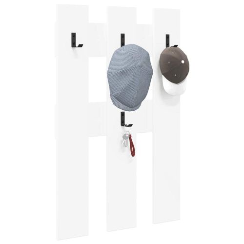 Стенен закачалка за палта Бяло 65 x 3 x 100 см Инженерно дърво