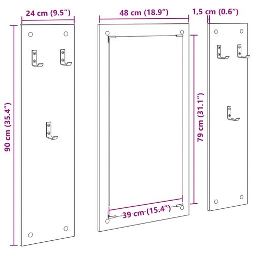 Стенен закачалка за палта Черния дъб 96 x 1,5 x 90 см