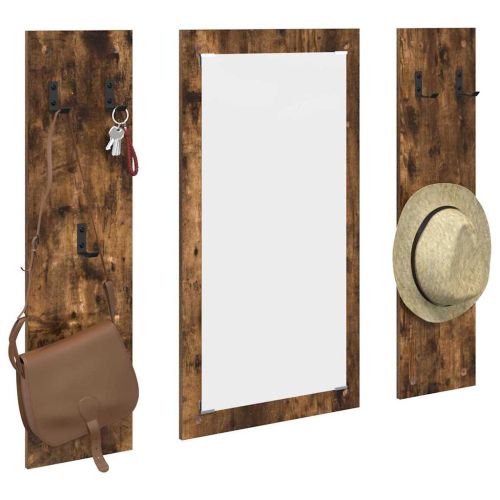 Стенен закачалка за палта с огледало Димян дъб 96 x 1,5 x 90 см