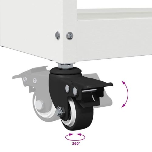 Карача за инструменти с рафт с колело Бяло 65 x 35 x 111 см
