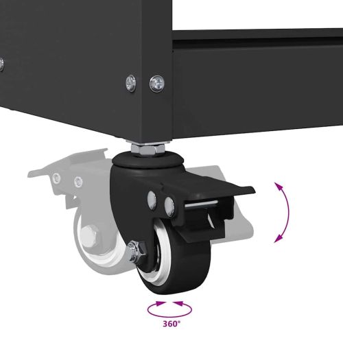 Карача за инструменти с рафт с колело Черно 65 x 35 x 111 см