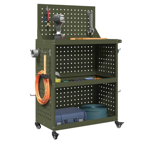 Карача за инструменти с рафт Маслиненозелен 65 x 35 x 111 см