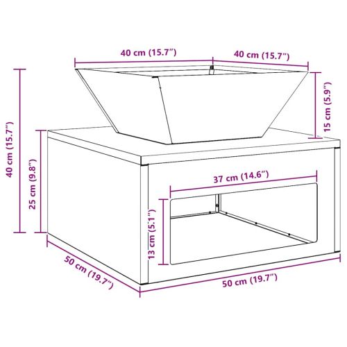 Огнище Черно 50 x 50 x 40 cm Стомана