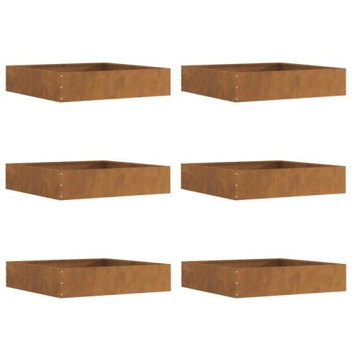 Ограда за трева 6 pcs Ръждясало 60 x 60 x 13 см