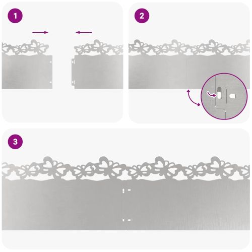 Ограничители за тревни площи 10 pcs Сребрист 103 x 0,05 x 22 см
