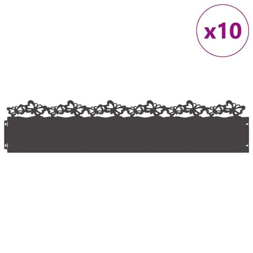 Ограничители за тревни площи 10 pcs Черно 103 x 0,05 x 22 см