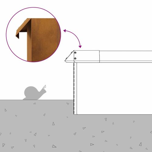 Оградка за охлюви Ръждясало 50 x 3,5 x 25 см Патинираща стомана