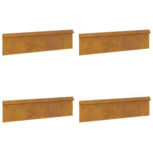 Оградка за охлюви 4 pcs Ръждясало 100 x 3,5 x 25 см