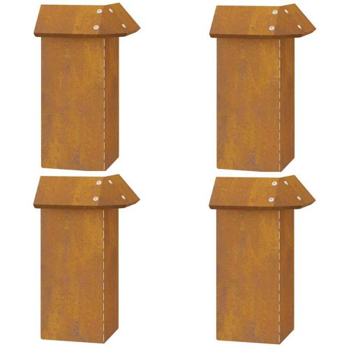 Оградка за охлюви 4 pcs Ръждясало 13,5 x 13,5 x 25 см